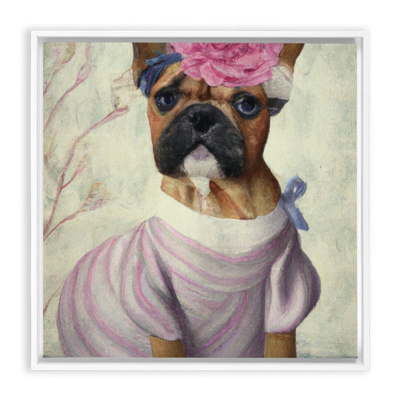 AI Generated Paintings, Ai Printable Wall Art, Royal French Bull Dog Portrait, Ai Art Print, Altered Pet Portrait