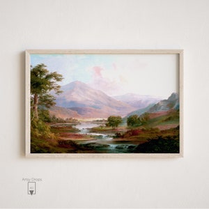 Fall Landscape Print: Antique Farmhouse Art (Digital Download)