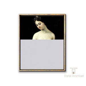 Altered Vintage Portrait Painting Print  Printable Art Download  Altered Art Detail