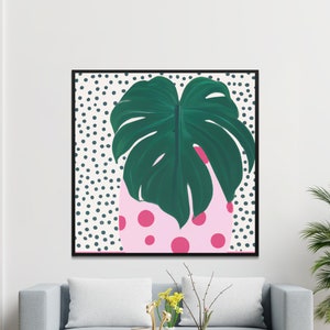 Palm Tree Floral Wall Art  Modern Square Print  Abstract Floral  Digital Download