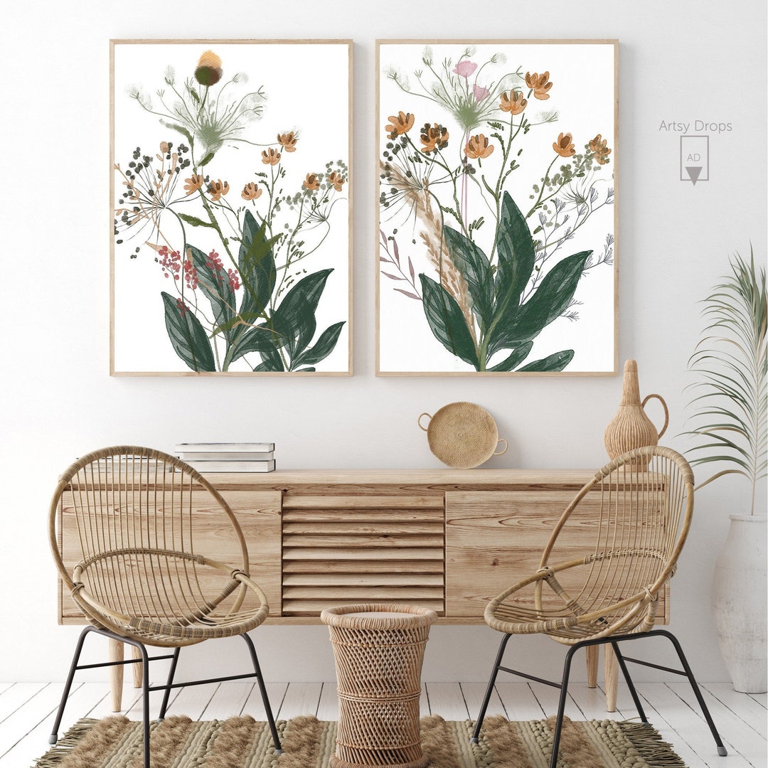Wildflower Floral Print Set of Botanical Wall Art Instant Download Printable Decor - Etsy