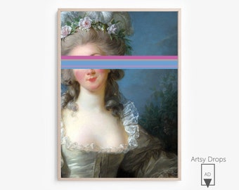 Dettaglio del dipinto di ritratto d'epoca - Download di arte alterata - Stampa di dipinti stampabili