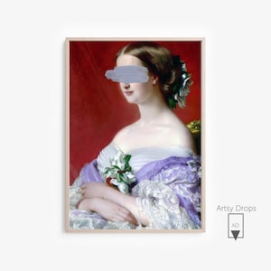 Vintage Altered Portrait Painting Print  Digital Download  Altered Art