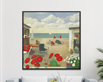 Seaside Beach Art Print: AI-Generated Coastal Wall Decor (Digital Download)