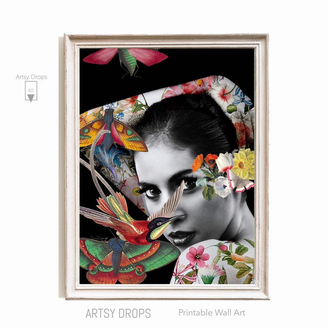 Art Collage, Printable Collage Art, Instant Art, Mixed Media Collage