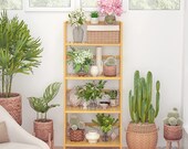 Wood Ladder Shelf, Bamboo 4 - Tiered Standing Multi-purpose Shelf, Bathroom Shelf Kitchen Storage