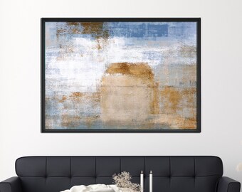 Minimalist Abstract Art | Wall Art | Minimalist Modern Art | Framed Art | Modern Art | Rust and Blue