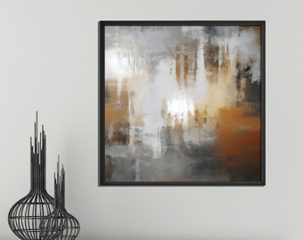 Abstract Art Prints | Wall Art | Minimalist Modern Art | Framed Art | Modern Art | Rust and Grey