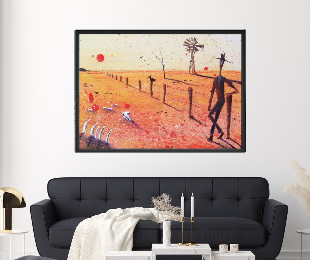 Western Art Wall Art Minimalist Modern Art Framed Art Etsy