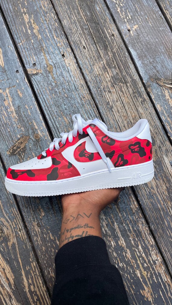 Air Force 1 red Bape | Etsy