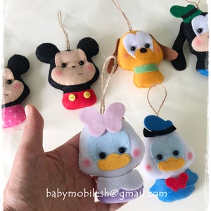 Cute ornaments Mickey Mouse Felt Disney Christmas Crib Minnie Donald Duck Daisy Pluto Baby Shower Handmade Birthday
