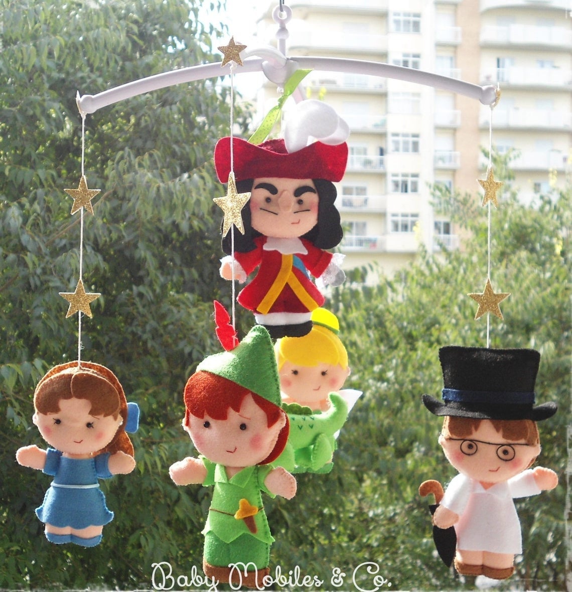 Peter Pan Mobile Baby Shower Gift Nursery Pirate Felt Cot Handmade Decor Hanging