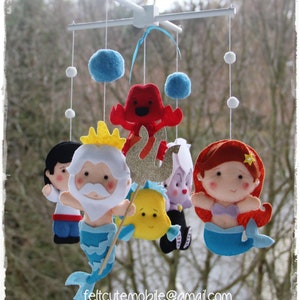 Baby Mobile Baby Crib Mobile Inspired by Ariel The Little Mermaid Mobile Nursery Disney Fishes Ocean Mobile Decor Birth Happy Birthday