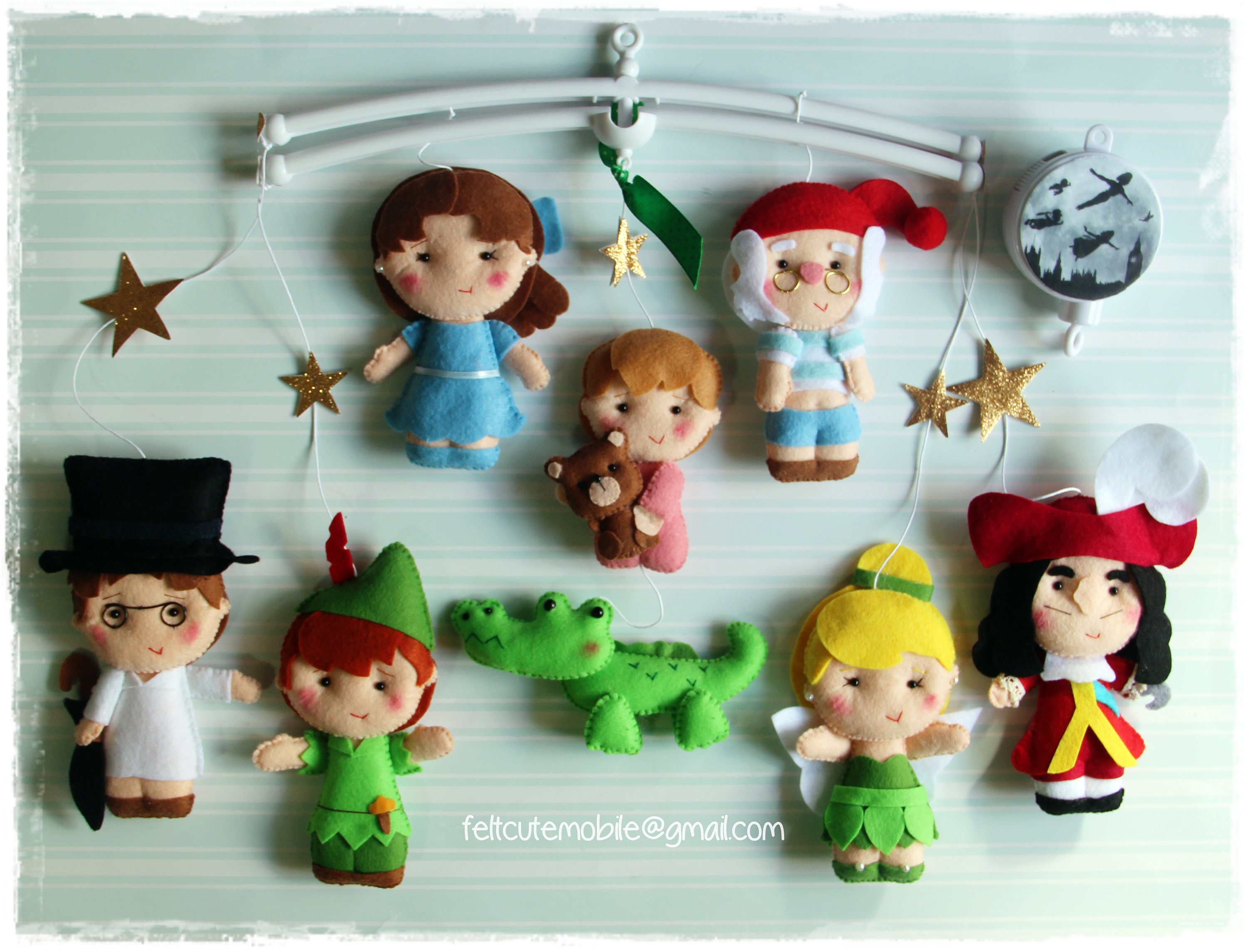 Kies je Peter Pan Personages Baby Felt Mobile Wendy Tick-Tock Tinkerbell  Hook John en Michael Sr. Smee Tiger Lily Merma Sid Baby Shower - Etsy België, image size:3000x2288