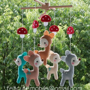 Bambi Mobile Sweet Baby Crib Mobile Baby Felt Mobile Felt Crib Mobile Custom Mobile Cot Mobile Baby Shower Gift Furniture Deer Felt Doll