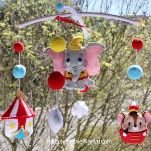 Dumbo Baby Mobile Colors Baby Crib Mobile Babies Circus Nursery Decor Inspired by Disney Timothy Circus Tent Felt Elephant Happy Birthday