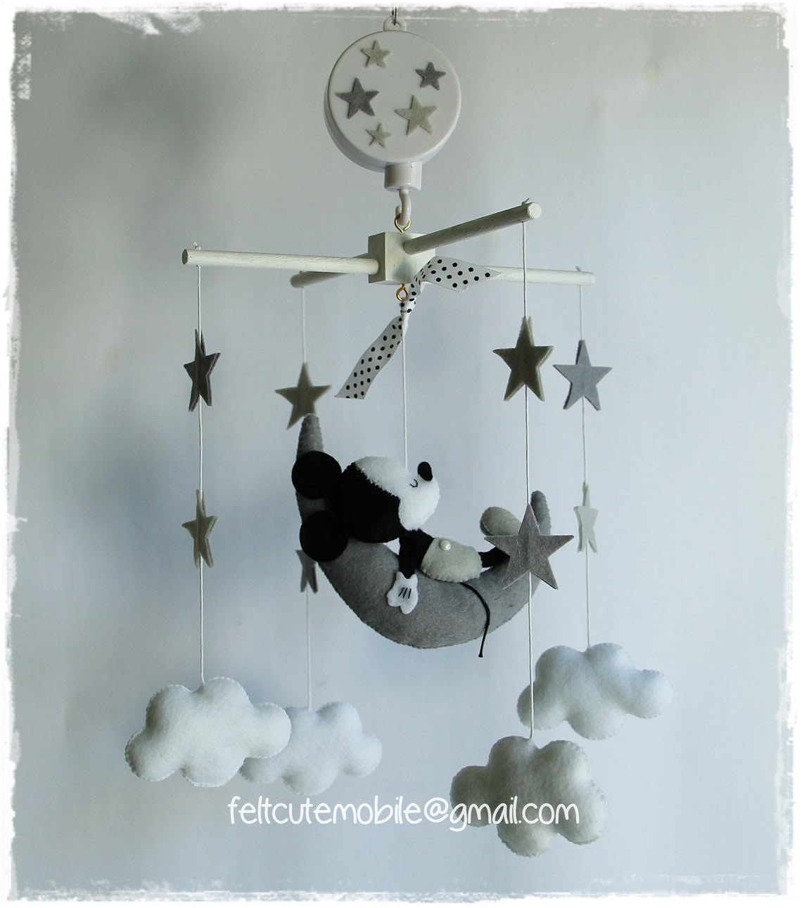 Mickey Baby Crib Mobile Felt Vintage Disneyland Themed Nursery Birthday Ceiling Mobile Felt Black White Grey Mobiles Hanging Happy Birthday Etsy UK
