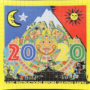 Blotter art/2020 Basic Instructions Before Leaving Earth Albert Hofmann 1943 Double Sided 900-tab sheet 7.5 inch by 7.5 inch