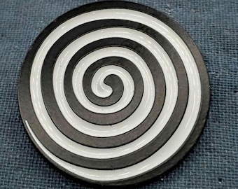 Swirl-Vortex-Hypno-Spiral enamel pin 1.25 inch diameter
