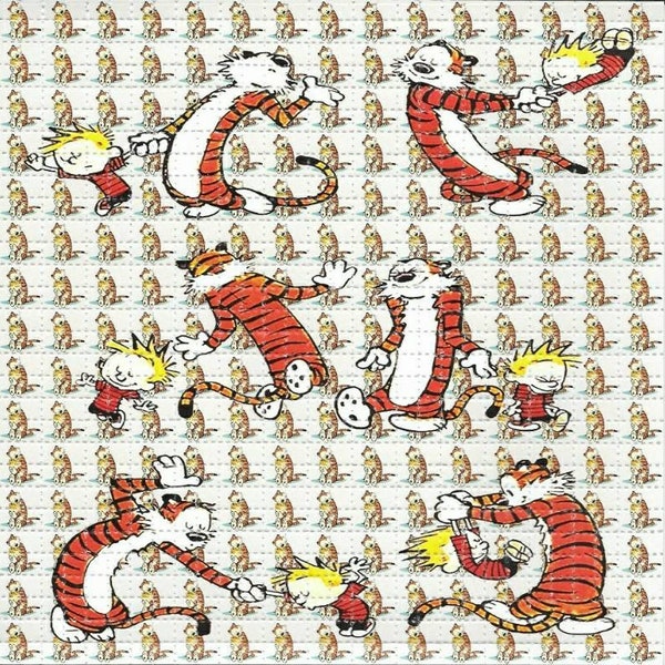 Blotter art/Calvin and Hobbes 900-tab sheet 7.5 inch by 7.5 inch