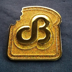 LE EDM DailyBread 3d Glod raised metal with glitter enamel pin 2 inch by 2 inch/Limited Edition numbered pins