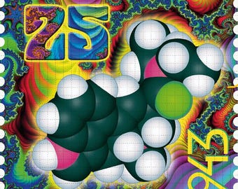Blotter art/LSD Molecule 1943 Stamp: 900-tab sheet (7.5 inch X 7.5 inch)