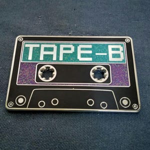 LE EDM Dj Tape B Cassette hard enamel glitter pin 2 inch by 1.3 inch/Limited Edition numbered on back