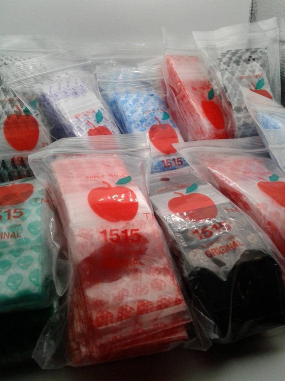 Mini Zip Bags/packs of Tiny 1.5inch by 1.5inch Polyvinyl Apple Brand Baggies  