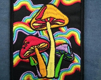 Psychedelic Rainbow Mushroom patch: (2.5 inch by 3.03 inch)