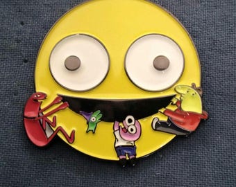 Smiling Face enamel pin 1.5 inch diameter