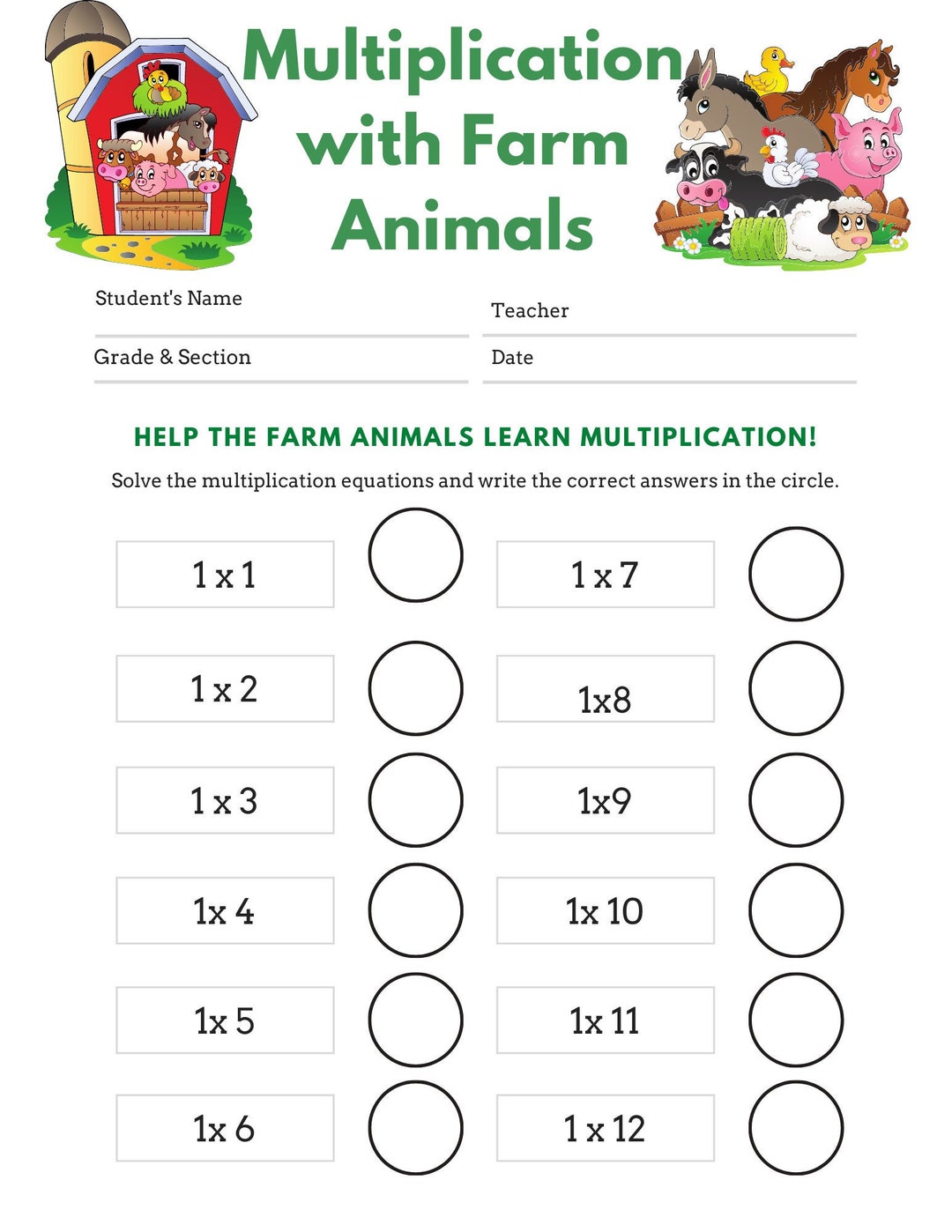 12-pages-of-multiplication-with-farm-animals-children-etsy