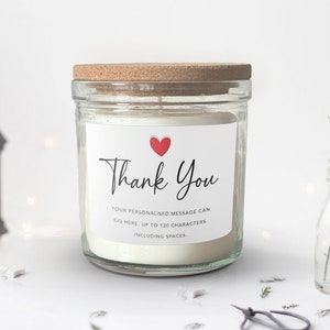 Personalised Thank You Gift | Personalised Candle, Thank You Candle