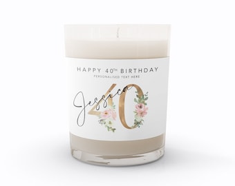 Personalised 40th Birthday Candle Gift | Forty Gift For Her, Best Friend Birthday, Daughter