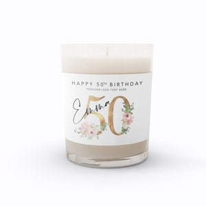 Personalised 50th Birthday Candle Gift | Fifty Gift For Her, Best Friend Birthday, Daughter