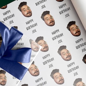 Personalised Face Photo Wrapping Paper | Custom Text / Message, Birthday Wrapping Paper, Cheeky, Funny