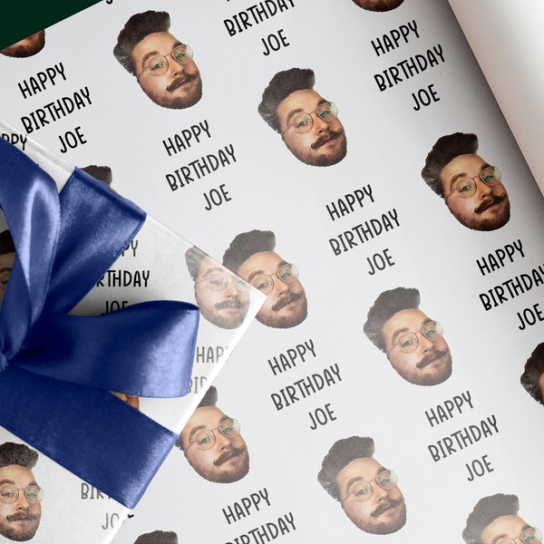 Personalised Face Photo Wrapping Paper | Custom Text / Message, Birthday Wrapping Paper, Cheeky, Funny