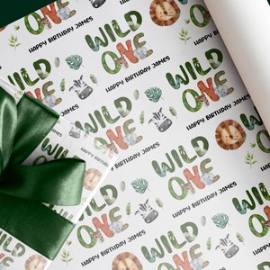 Carta da regalo 1° compleanno Wild One / Animali della giungla, Safari, Primo compleanno, Figlio, Nipote, Traguardo