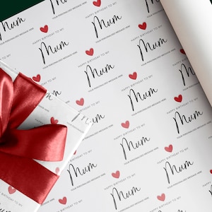 Feliz Aniversário Para Minha Mãe | Papel de Embrulho de Aniversário Personalizado, Texto Personalizado