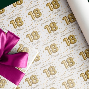 18. Geburtstags-Goldballon-Geschenkpapier | Jedes Alter, Folienballon, Tochter, Enkelin, Freundin