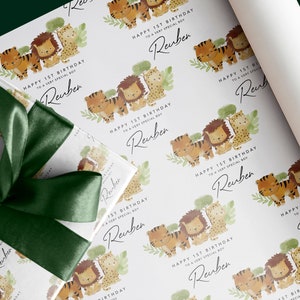 Personalised Safari / Jungle  Theme Birthday Wrapping Paper | Any Age and Name, Son, Grandson, Nephew
