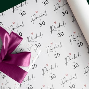 Personalisierung Name Meilenstein Geschenkpapier | Jedes Alter und Name, für Sie, Freund Geschenk, Tochter