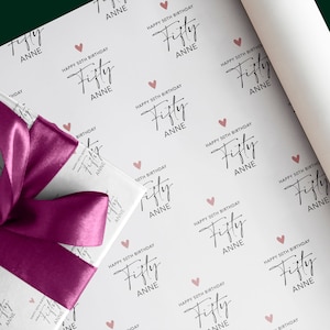Personalisiertes Geschenkpapier zum 50. Geburtstag | Jedes Alter und Name, für Sie, Freund Geschenk, Tochter, Fünfzig
