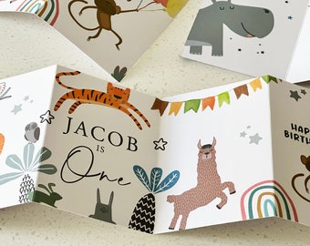 Personalised Jungle Theme 1st Birthday Card | First Birthday, Milestone Card, Keepsake, Son, Boy, Girl, Any Age