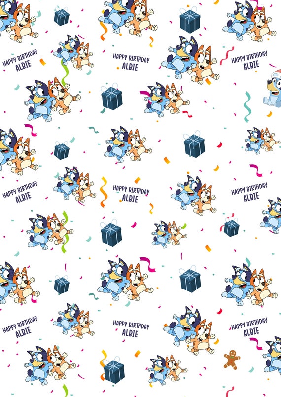 Personalised Bluey Birthday Wrapping Paper Custom Kids Gift Etsy