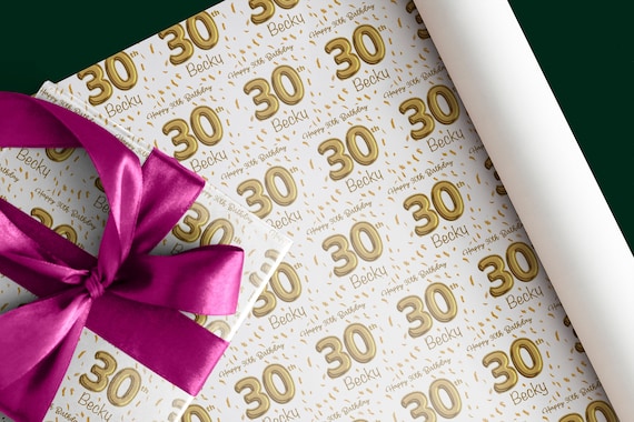 Personalised 30th Birthday Gold Balloon Wrapping Paper | Any Age, Foil Balloon, Daughter, Granddaughter, Friend