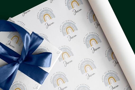 Cute 1st Birthday Rainbow Wrapping Paper Gift Wrap With