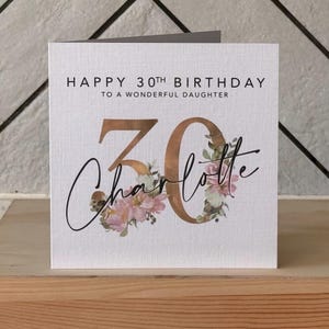 Personalised Floral 30th Birthday Card | Thirty Birthday, 30, Girl, Daughter, Friend, Granddaughter Custom Card for 30th Birthday