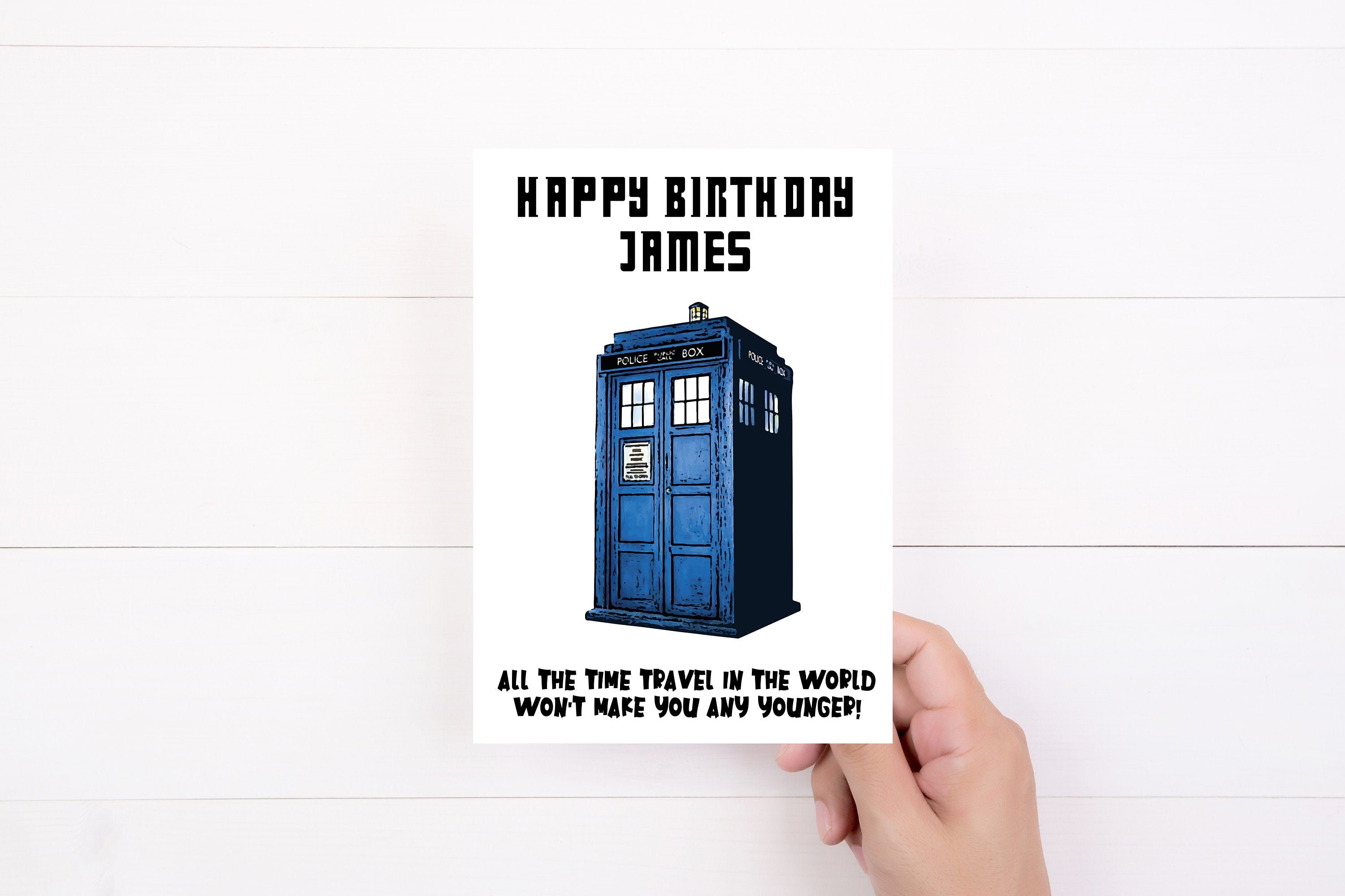 Doctor Who Tardis Birthday Card | Personalised Dr Who Birthday Card For Him, For Her, Custom Name