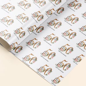 Spersonalizowany papier do pakowania na 50. urodziny | Opakowanie na prezent, Dla niej, Córki, Przyjaciółki, Mamy, Nan, Babci