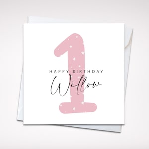 Rosa Geschenkpapier zum 1. Geburtstag | Geschenkverpackung mit personalisiertem Namen und Alter, Jedes Alter, Tochter, Niedlich Bild 4